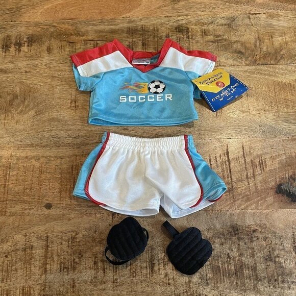 Build-a-Bear Soccer Uniform 4pc Teal 14" GUC Outfit Clothes Sports Athletic - Picture 2 of 7